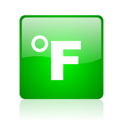 fahrenheit green square web icon on white background