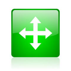 arrows green square web icon on white background