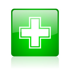 Obraz premium pharmacy green square web icon on white background