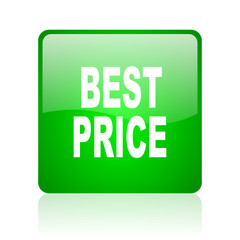 best price green square web icon on white background