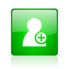 add contact green square web icon on white background