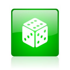 dice green square web icon on white background