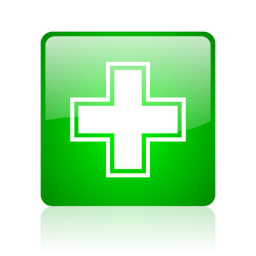 pharmacy green square web icon on white background