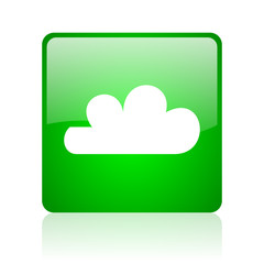 weather forecast green square web icon on white background