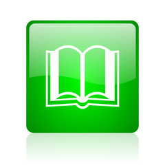 book green square web icon on white background