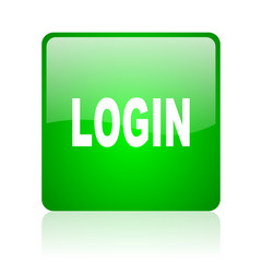 login green square web icon on white background