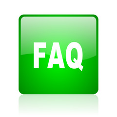 faq green square web icon on white background
