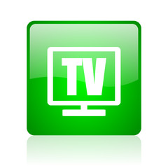 tv green square web icon on white background