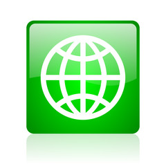 earth green square web icon on white background