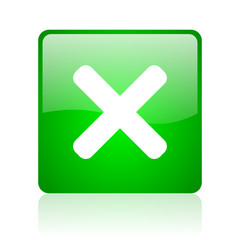 Obraz premium cancel green square web icon on white background