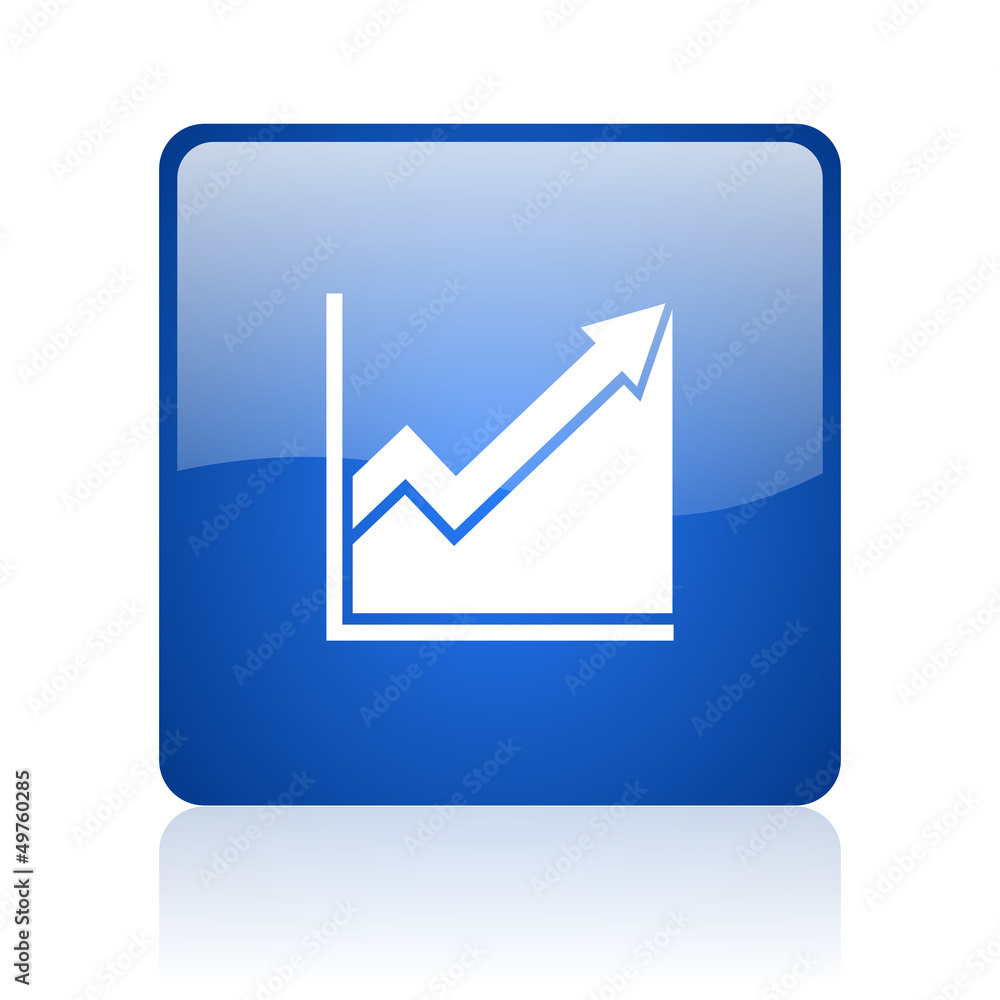 Poster histogram blue square glossy web icon on white background