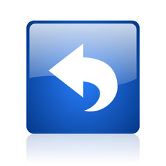 back blue square glossy web icon on white background