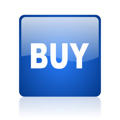 buy blue square glossy web icon on white background
