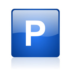 park blue square glossy web icon on white background