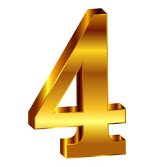 ４　数字　エンブレム　金