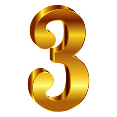 ３　数字　エンブレム　金