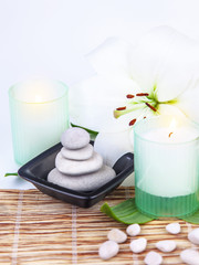 Spa stones and candle