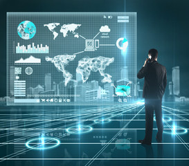 businessman and interface