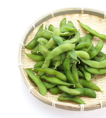 edamame nibbles, boiled green soy beans, japanese food