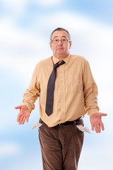 Man with empty pockets