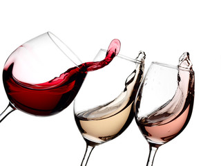 Plash de vin rouge, rosé et blanc