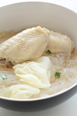 Chinese cuisine, chicken and cellophane soup noodles