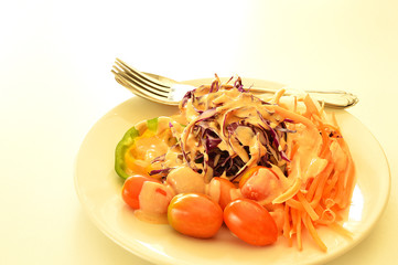 vegetable salad in white plate