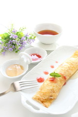 french confectionery, crepe with black tea 