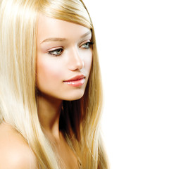 Fototapeta premium Beautiful Blond Girl isolated on a White Background