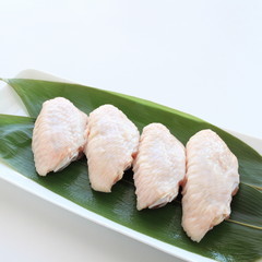 freshness chicken wings on green leaf for gourmet cooking image