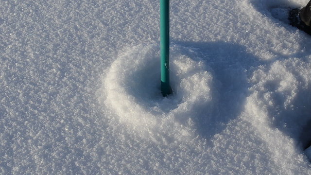 drill frozen snowy lake ice hole waterhole winter fisherman tool