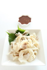 asian cuisine, pork ear soft bone with spicy sauce