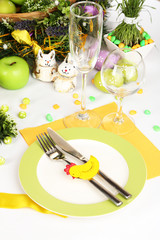 Serving Easter table close-up