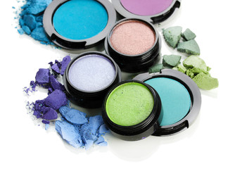 Beautiful bright eye shadows isolated on white