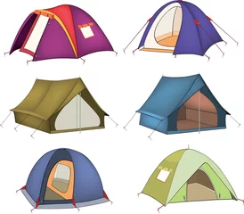 Raamstickers Set of tourist tents © liusa