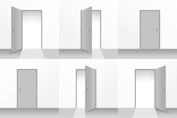 Set of open and closed doors - illustration