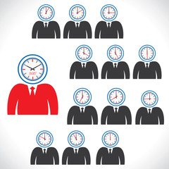 Man's Face showing different views of a clock stock vector