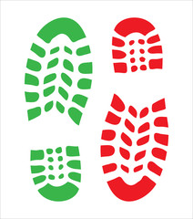 footprint, two shoes - green and red, isolated - 49769483