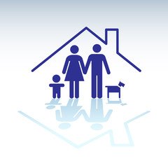 Family in a house, symbol - illutration
