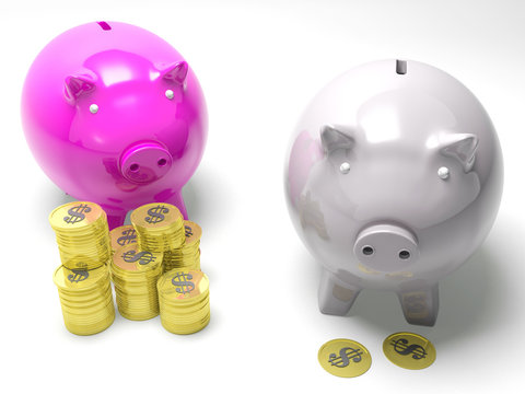 Two Piggybanks Savings Shows American Savings