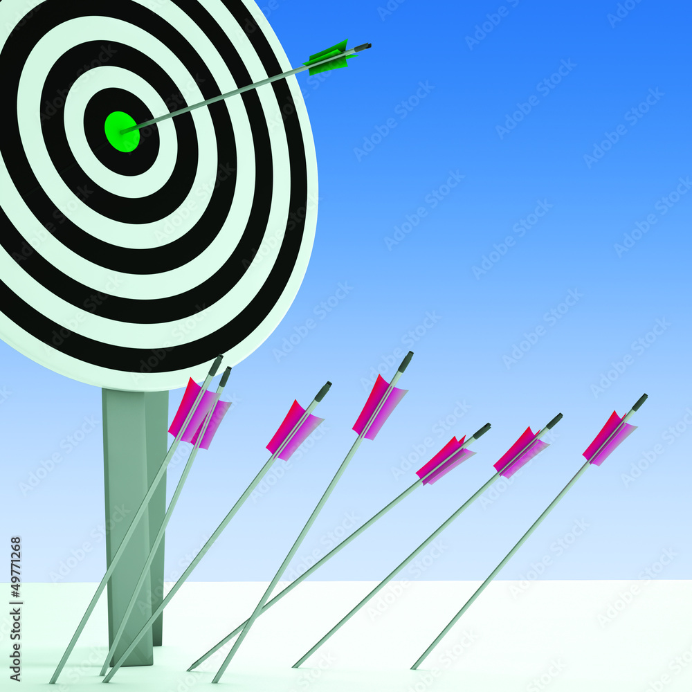 Poster arrow on dartboard showing efficiency