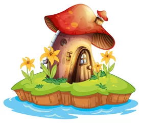 Foto op Plexiglas Sprookjeswereld Een paddenstoelenhuis