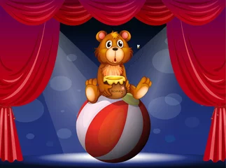 Crédence de cuisine en verre imprimé Ours Un spectacle de cirque avec un ours