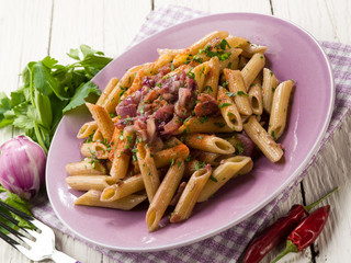 pasta with onions parsley and hot chili pepper