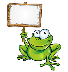 frog  with signboard