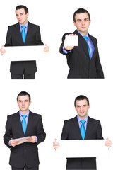 Set of caucasian  businessman on white. Isolated.