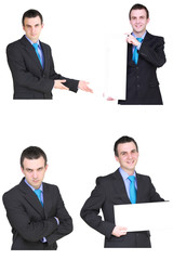 Set of caucasian  businessman on white. Isolated.