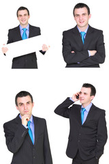 Set of caucasian  businessman on white. Isolated.