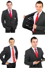 Set of caucasian  businessman on white. Isolated.