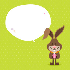Bunny Pink Egg Speech Bubble Green Dots